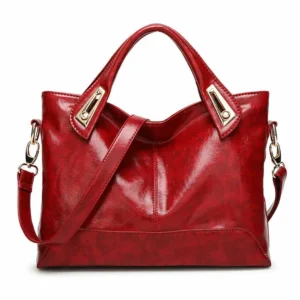 Women Oiled Leather Red Handbag Messenger Shoulder Tote Bag Crossbody Satchel Soft