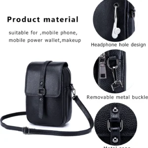 Womens Genuine Leather Vintage Small Messenger Shoulder Bag Crossbody Bag Wallet