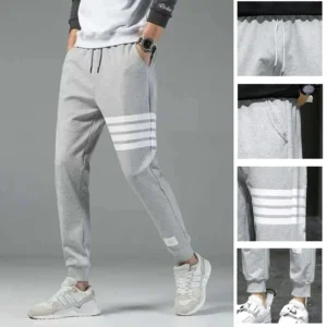 Men Activewear Track Pants Joggers Training Sweatpants 4-Stripes Stretch Trouser