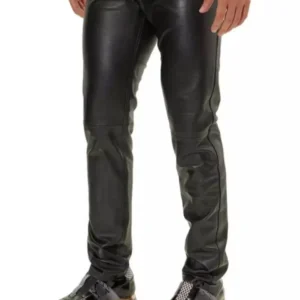 Mens Biker Jeans Real Black Or Cow Leather Sleek And Sexy 501 Style Pants New.