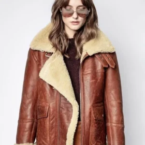 Women Aviator Pilot RAF B3 Flying Bomber Real Sheepskin Leather Shearling Jacket