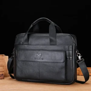 Mens Genuine Leather Briefcase Shoulder Messenger Bags Work Laptop Bag