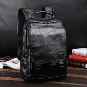 Men's Leather Backpack Shoulder Bag Weekender Travel Laptop Notebook School Bags