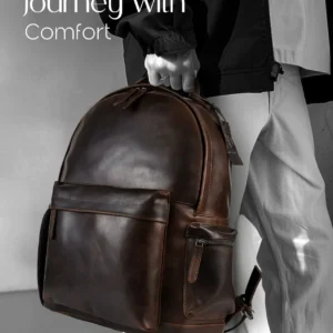 Handmade Leather Backpack Outer Pocket Fits 15.6" Laptop Professional Mens Bag