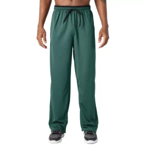 Men's Gym Workout Running Jogging Open Bottom Mesh Jogger Sweat Pants Trousers