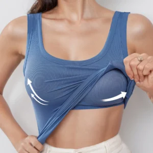 Womens Yoga Racerback Tank Top with Built in Bra Padded Sports Bra Fitness Shirt