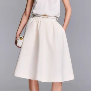 Korean Style Fashion Leisure Retro Womens Mid Long A Line Skirts Casual Stylish